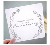 Amaya Rose Ltd Happy Anniversary Greeting Card Elegant Floral Monochrome White | Size: 1 Pack Amaya Rose Ltd White 1 Pack