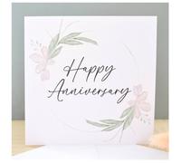 Amaya Rose Ltd Happy Anniversary Greeting Card - Elegant Neutral Botanical Modern in White | Size: 1 Pack Amaya Rose Ltd White 1 Pack