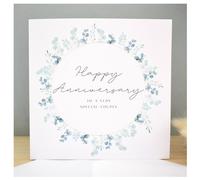 Amaya Rose Ltd Happy Anniversary Greeting Card Eucalyptus Greenery Floral Wreath in White | Size: 1 Pack Amaya Rose Ltd White 1 Pack