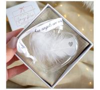 Amaya Rose Ltd HEART Print In Memory of Feather Heart Bauble Gift Boxed in Clear Amaya Rose Ltd Clear