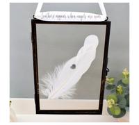 Amaya Rose Ltd Heart Stamp In Memory Of. Real Feather Floating Picture Frame Memorial