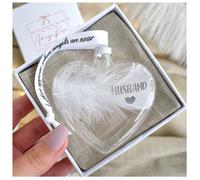Amaya Rose Ltd In Memory of HUSBAND Feather Heart Bauble Gift Boxed in Clear Amaya Rose Ltd Clear