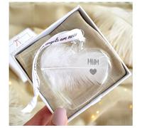 Amaya Rose Ltd In Memory of MUM Feather Heart Bauble Gift Boxed in Clear Amaya Rose Ltd Clear