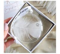 Amaya Rose Ltd In Memory of Pet, Paw Stamp Feather Round Bauble Gift Boxed. Memorial in Clear Amaya Rose Ltd Clear