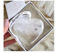 Amaya Rose Ltd In Memory of SISTER Feather Heart Bauble Gift Boxed in Clear Amaya Rose Ltd Clear