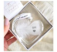 Amaya Rose Ltd In Memory of SON Feather Heart Bauble Gift Boxed in Clear Amaya Rose Ltd Clear