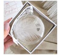 Amaya Rose Ltd In Memory of Son Feather Round Bauble Gift Boxed.Memorial Décor in Clear Amaya Rose Ltd Clear