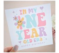 Amaya Rose Ltd In My 1 Year Old Era - First Birthday Card Cute Pastel Colourful Kids in White | Size: 1 Pack Amaya Rose Ltd White 1 Pack