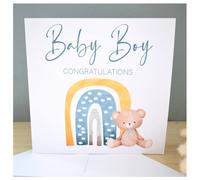 Amaya Rose Ltd Men's New Baby Greeting Card. Neutral Congratulations Rainbow Design in White | Size: 1 Pack Amaya Rose Ltd White 1 Pack
