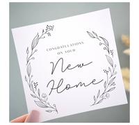 Amaya Rose Ltd New Home Congratulations Greeting Card Elegant Floral Monochrome White | Size: 1 Pack Amaya Rose Ltd White 1 Pack