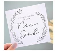 Amaya Rose Ltd New Job Congratulations Greeting Card Elegant Floral Monochrome White | Size: 1 Pack Amaya Rose Ltd White 1 Pack