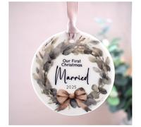 Amaya Rose Ltd Our 1st Christmas Married 2025 Christmas Decoration Bauble Xmas in White Imvelo Candle Co White