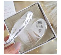 Amaya Rose Ltd OUR ANGEL In Memory of Feather Heart Bauble Gift Boxed in Clear Amaya Rose Ltd Clear