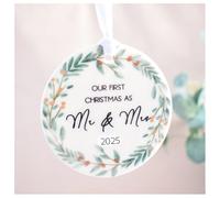 Amaya Rose Ltd Our First Christmas as Mr & Mrs 2025 Xmas Hanging Decoration Ornament in White Imvelo Candle Co White