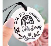 Amaya Rose Ltd Our Little Rainbow Baby's 1st Christmas Monochrome Ornament Decoration in White Amaya Rose Ltd White