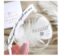 Amaya Rose Ltd Personalised White Feather Bauble. Memorial Angel Decoration in Clear Amaya Rose Ltd Clear