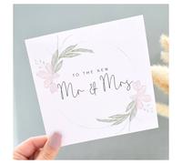 Amaya Rose Ltd To The New Mr & Mrs Greeting Card - Elegant Neutral Botanical Design in White | Size: 1 Pack Amaya Rose Ltd White 1 Pack