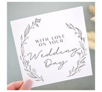 Amaya Rose Ltd Wedding Day Congratulations Greeting Card Elegant Floral Monochrome in White | Size: 1 Pack Amaya Rose Ltd White 1 Pack