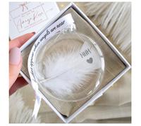 Amaya Rose Ltd Women's In Memory of Mum Feather Round Bauble Gift Boxed. Christmas Décor in Clear Amaya Rose Ltd Clear