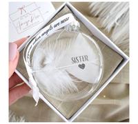 Amaya Rose Ltd Women's In Memory of Sister Feather Round Bauble Gift Boxed. Christmas Décor in Clear Amaya Rose Ltd Clear