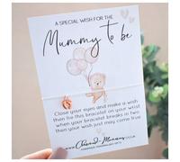 Amaya Rose Ltd Women's Mummy To Be Wish Bracelet. Cute Bear. Baby Feet Charm Neutral in Cream | Size: Standard Amaya Rose Ltd Cream Standard