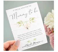 Amaya Rose Ltd Women's Mummy To Be Wish Bracelet. Floral Eucalyptus.Baby Feet Charm in White | Size: Standard Amaya Rose Ltd White Standard