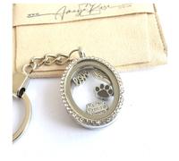 Amaya Rose Ltd Women's Paw Memorial Keyring. Floating Locket Keychain White Feather Pet Loss in Silver Amaya Rose Ltd Silver One Size