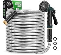Amayrose Garden Hose with 10-Function Nozzle, Leak-proof Metal Connector Hose, No Knots, Kink-Free, Lighter, Anti-Pets, Wear-Resistant, 3/4 GHT, Water Hose for Garden, Yard, Outdoor（75 FT）