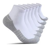 AMAZ-PLAY Cotton Socks for Men Low Cut, Max Cushion Thick Athletic Ankle Men's Sock for Hiking Running Sport Work 6 Pack Colour White Size 6-12, White
