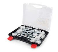 amazama Tent Stakes - 16 Heavy-Duty Ground Screw Anchor Pegs - Galvanized - Non Rust - Perfect for Yard, Garden, Awning & Canopy - Glow-in-The-Dark Tops - Hex Tool & Carry Case - Gazebo - Accessories