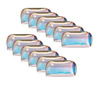 AMAZBEE 12 PCS TPU Makeup Bag Bulk for Women and Men Waterproof Toiletry Bag Cosmetic bag Case with Zipper Portable Travel Organizer Case, Clear, Semicircle-L, Clear