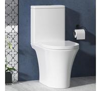 Amaze Rimless Close Coupled Toilet Gloss White Round Pan with Dual Flush Cistern & Quick Release Soft Close Seat Bathroom WC