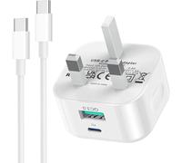AMAZE!UK Fast Charging 2-Port 20W USBC PD Plug with Type C Cable 1M for Samsung Galaxy S26 Ultra Plus S25fe S24 /S23 fe/S22/S21+/S20/A