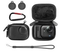 AMAZEAR Carry Case for Insta360 Go Ultra Accessories, Insta 360 Go-Ultra Portable and Compact Travel Bag Hard Leather Case with Soft Inner for Protection, Organization, and Storage, Black