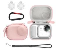 AMAZEAR Carry Case for Insta360 Go Ultra Accessories, Insta 360 Go-Ultra Portable and Compact Travel Bag Hard Leather Case with Soft Inner for Protection, Organization, and Storage, Pink