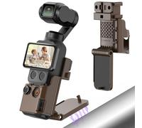 AMAZEAR Magnetic Mount Stand Compatible with DJI Osmo Pocket 4/3/Xtra Muse, Pocket4 Accessories Adapter Clamp Magnet Suction Case Holder on Desktop/Vertical Surface, 180° Adjustable Handle, Brown