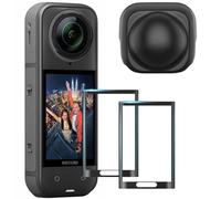 AMAZEAR Screen Protector and Lens Cap Combo for Insta360 X5/X4 Accessories, Insta 360 X5 Tempered Glass Film Screen Cover (2Pack) and Silicone Lens Guards Protective Case Bundle Kit