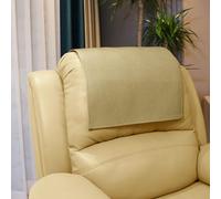 AmazeCov Non Slip Headrest Cover for Furniture Slipcovers,Faux Leather Headrest Protector for Recline Chair Vinyl Head Protector Cover for Sofa,Theater Seat Cover for Home & Office 17x27 in, Beige