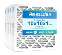 AmazEden 10x10x1 AC Air Filter MERV 11 (6-Pack) MPR 1000 FPR 7 HVAC Furnace Pleated Filters Dust Defense Replacement for Home (Exact Dimensions: 9.81x9.81x0.81 Inches)
