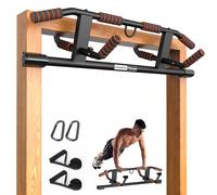 AmazeFan Pull Up Bar Doorway with Ergonomic Grip - Fitness Chin-Up Frame for Home Gym Exercise - Multi-Angle Grip - 2024 Upgrade Smart Hook (Fits Almost All Doors) (Black/Orange) (Black/Orange)