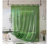 AmazerBath Long Shower Curtain Liner, 100% EVA Soft Clear Green Heavy Duty 78 inch Shower Curtain and Liner 2-in-1, 72x78 Plastic Bathroom Shower Curtain, 12 Rustproof Grommets & 3 Weighted Stones