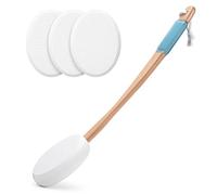 AmazerBath Lotion Applicator for Back, Feet, 4 Replacement Pads with 17" Curved Handle, Back Sunscreen Applicator for Kids, Elderly, Women, Apply Skin Cream Medicine Moisturizer Tanner, White
