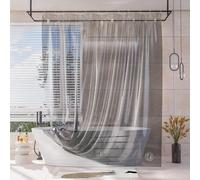 AmazerBath Shower Curtain Liner, 100% EVA Luxury Soft Clear Grey Heavy Duty Shower Curtain and Liner 2-in-1, 72x72 Plastic Weighted Bathroom Shower Curtain, 12 Rustproof Grommets & Heavyweight Stones