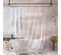 AmazerBath Shower Curtain Liner, 100% EVA, Soft and Silky, Clear, Heavy Duty, 2 in 1, 183 x 183 cm, 12 Rustproof Grommets and 3 Heavy Stones