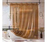 AmazerBath Shower Curtain Liner, 100% EVA Soft Clear Amber Heavy Duty Shower Curtain and Liner 2-in-1, 72x72 Luxury Plastic Weighted Bathroom Shower Liner, 12 Rustproof Grommets & 3 Heavyweight Stones