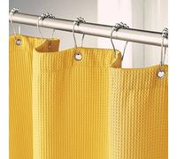 AmazerBath Waffle Shower Curtain, Mustard Yellow Fabric Shower Curtain with Waffle Weave Heavy Duty Hotel Quality, 72 x 72 Inches