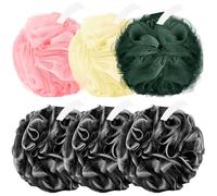 Amazerbst 6 Pack Bath Sponges Mesh Balls Shower Loofahs Wash Back Body Cleaning Scrubber Exfoliator Loofah Sponge Bathing Accessories Women Men