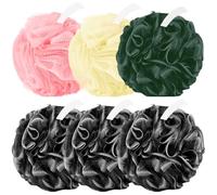 Amazerbst 6 Pack Bath Sponges Mesh Balls Shower Loofahs Wash Back Body Cleaning Scrubber Exfoliator Loofah Sponge Bathing Accessories Women Men
