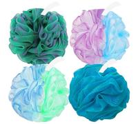 Amazerbst Bath Sponges Mesh Balls Shower Loofas Back Cleansing Exfoliating Loofah Sponge Bath Accessories Women Men 4 Pack