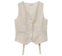 Amazhiyu 100% Linen Waistcoat Womens UK, Summer V Neck Button Down Sleeveless Crop Top, Tie Back Waistcoat Vest Linen S